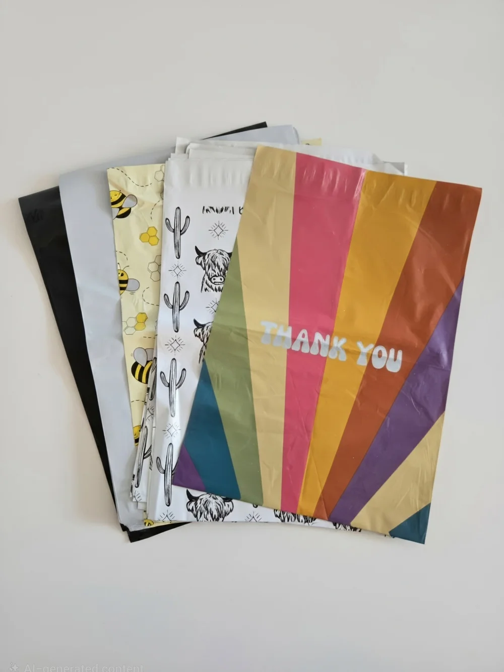 9 10x13 Assorted Print & 20 10x13 White Polymailers